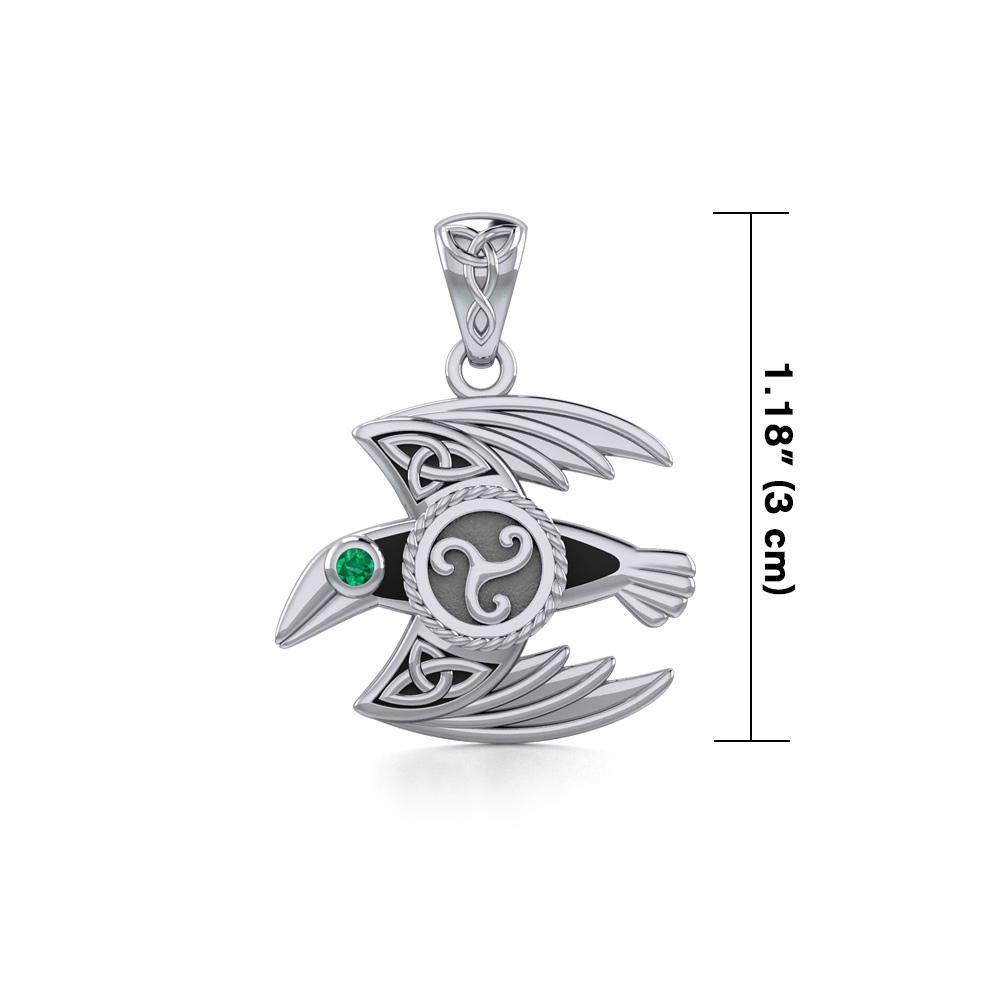 Behind the Mystery of the Mythical Raven Silver Jewelry Pendant with Gemstone TPD5381 - Jewelry