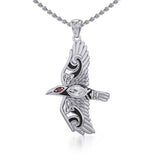 Mythical Raven Silver Jewelry Pendant with Gemstone TPD5382 - Jewelry