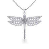 The Celtic Dragonfly with Triskele Silver Pendant TPD5385 - Jewelry