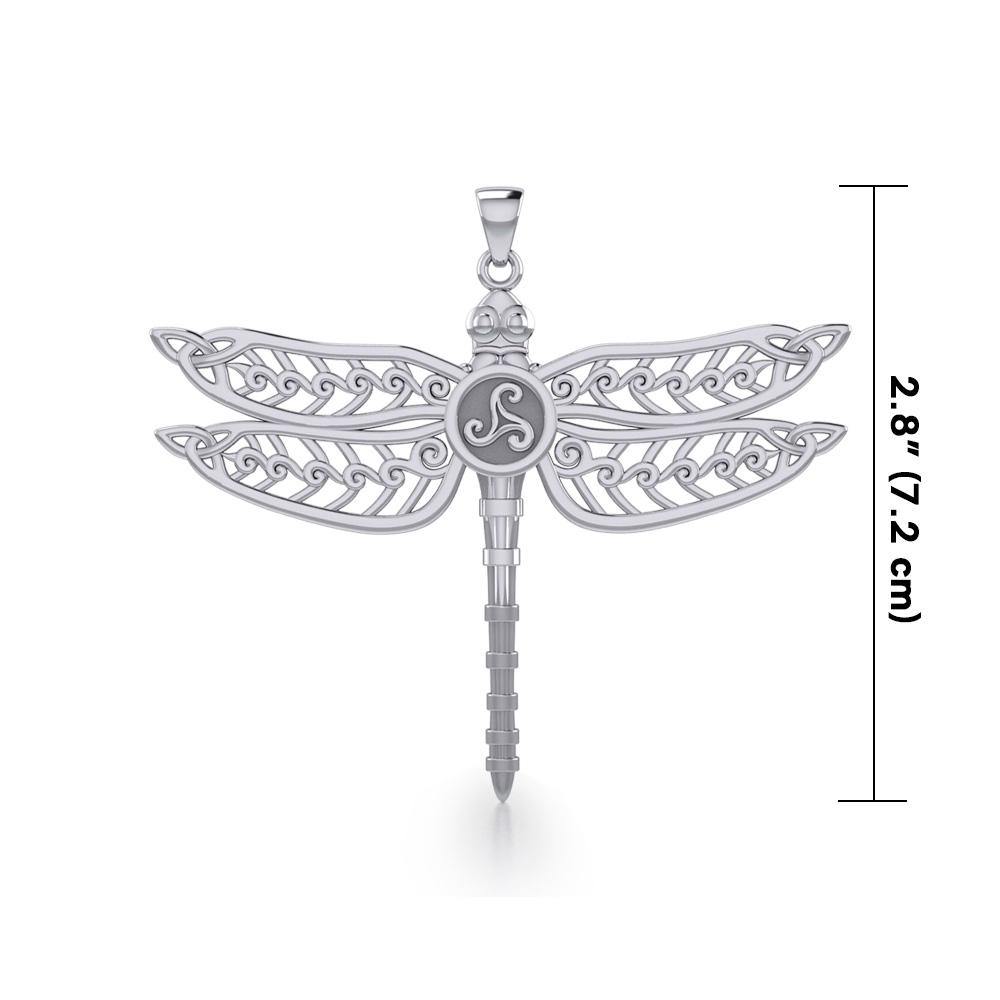 The Celtic Dragonfly with Triskele Silver Pendant TPD5385 - Jewelry