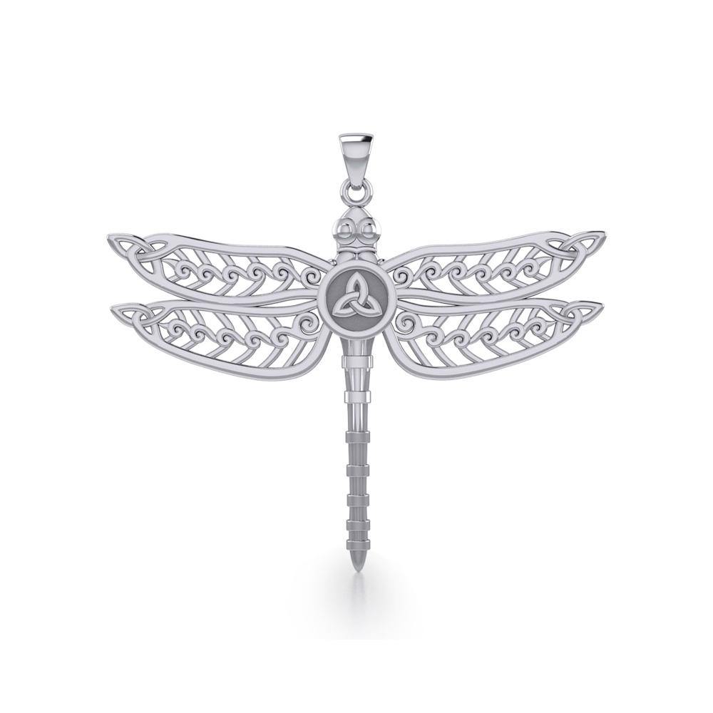 The Celtic Dragonfly with Trinity Knot Silver Pendant TPD5386 - Jewelry