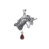Unicorn Silver Pendant with Dangling Gemstone TPD5426 - Jewelry