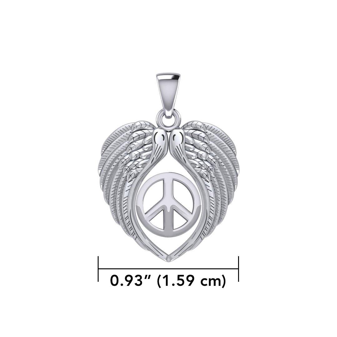Feel the Tranquil in Angels Wings Silver Pendant with Peace TPD5455 - Jewelry