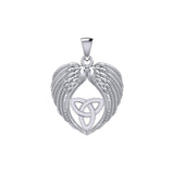 Feel the Tranquil in Angels Wings Silver Pendant with Trinity Knot TPD5456 - Jewelry
