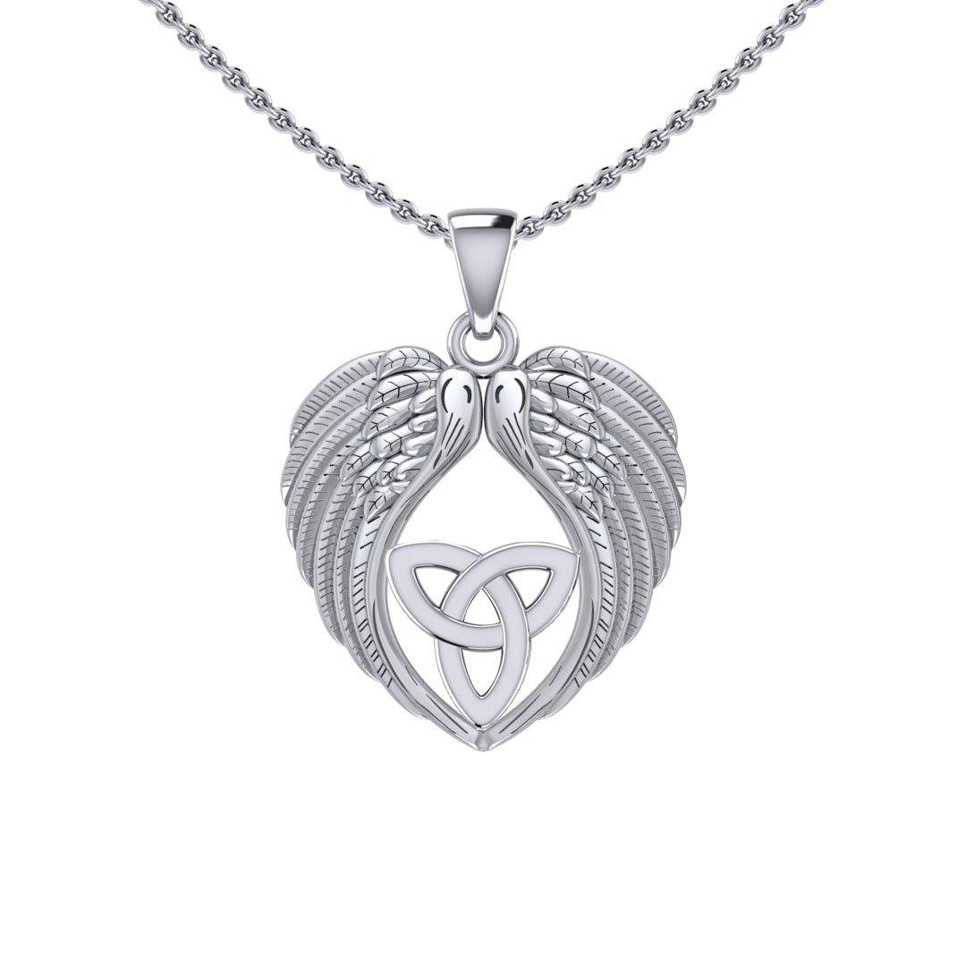 Feel the Tranquil in Angels Wings Silver Pendant with Trinity Knot TPD5456 - Jewelry