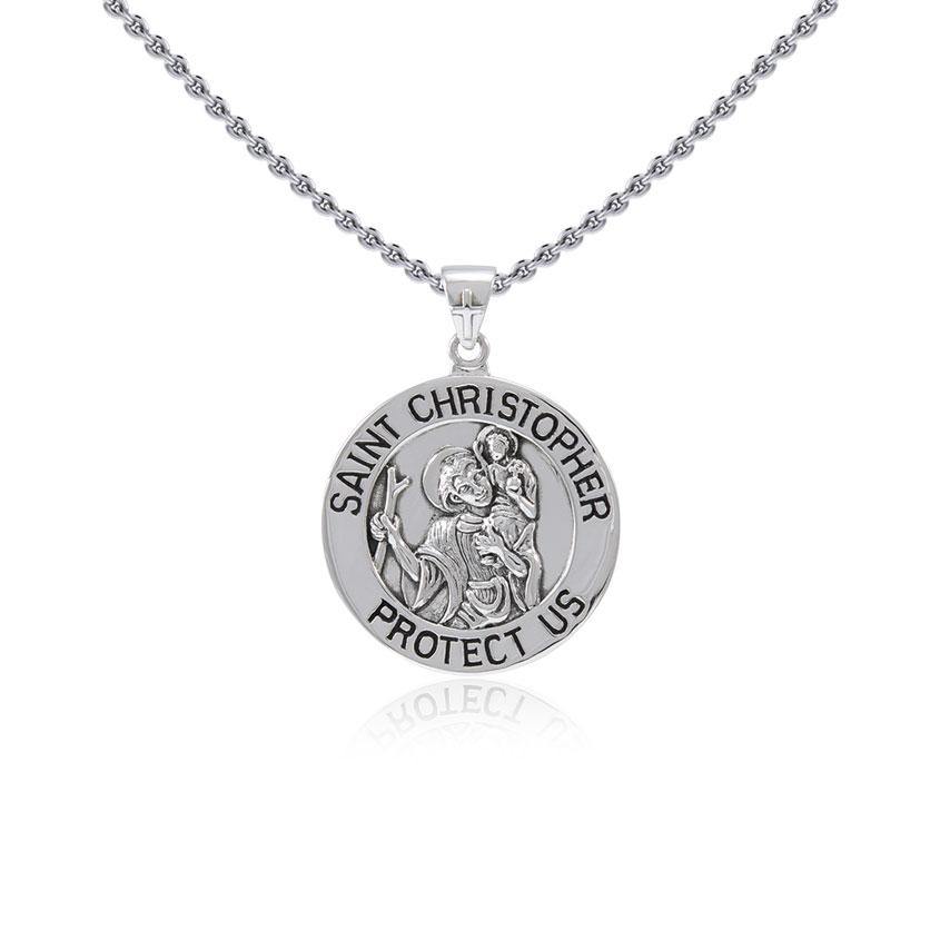Saint Christoper Silver Pendant (Small 18 mm.) TPD5464 - Jewelry