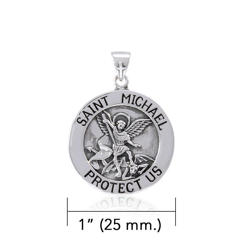 Saint Michael Silver Pendant (Large 25 mm.) TPD5469 - Jewelry