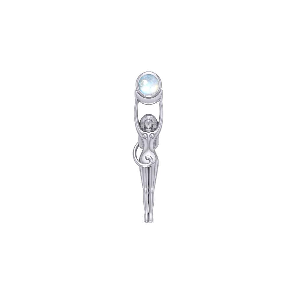Silver Goddess with Crescent Moon Pendant with Gem TPD5472 - Jewelry