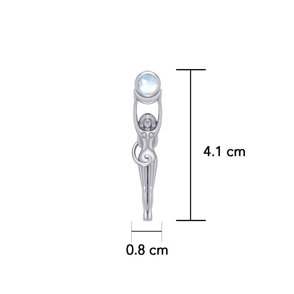 Silver Goddess with Crescent Moon Pendant with Gem TPD5472 - Jewelry