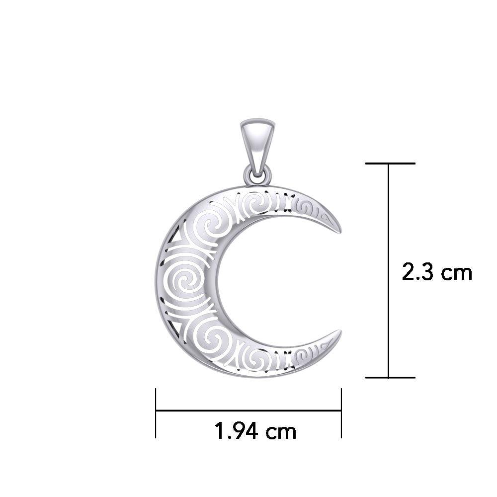 Spiral Crescent Moon Silver Pendant TPD5477 - Jewelry