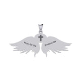 Guardian Angel Wings Silver Pendant with Capricorn Zodiac Sign TPD5512 - Jewelry