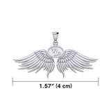 Guardian Angel Wings Silver Pendant with Capricorn Zodiac Sign TPD5512 - Jewelry