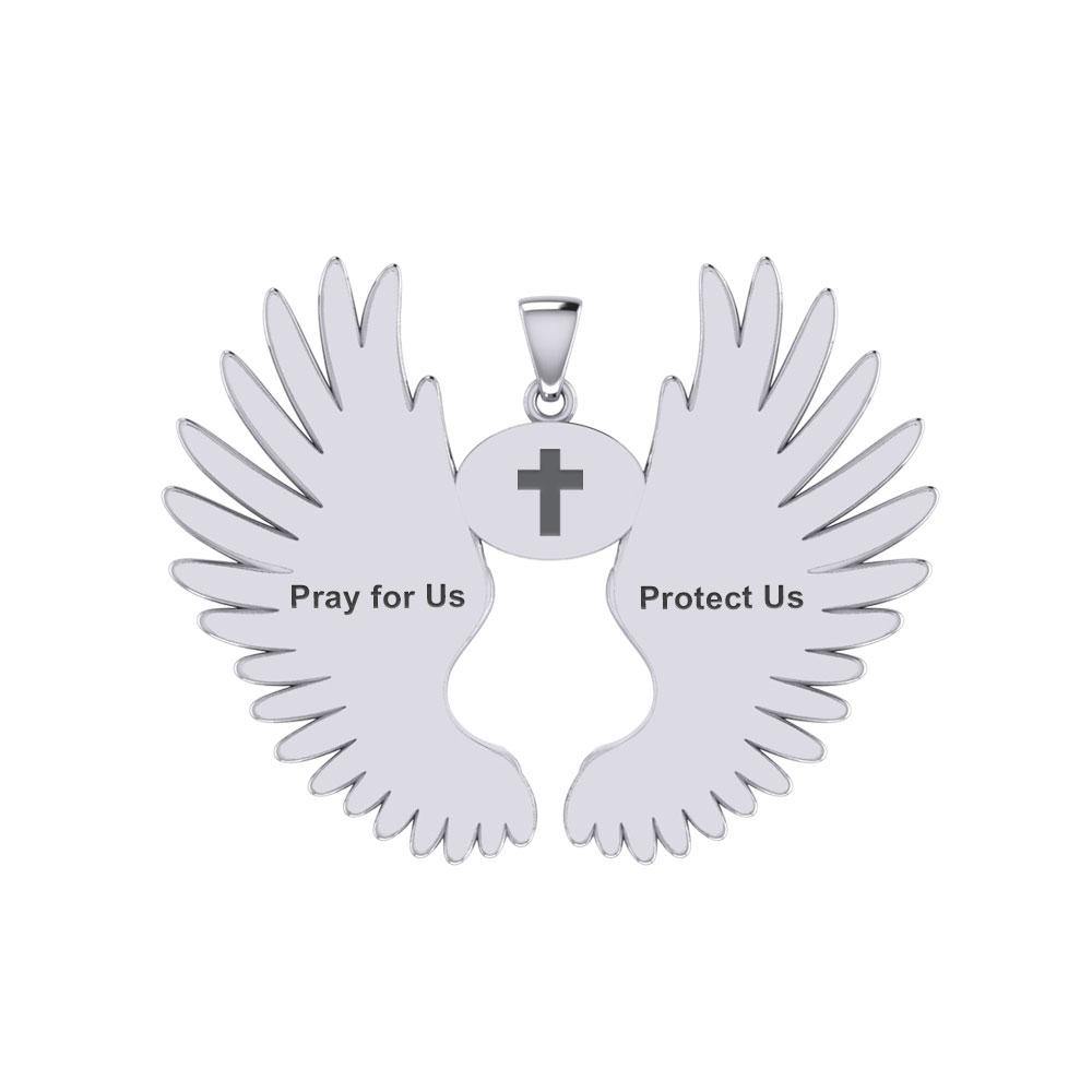 Guardian Angel Wings Silver Pendant with Aries Zodiac Sign TPD5515 - Jewelry