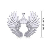 Guardian Angel Wings Silver Pendant with Aries Zodiac Sign TPD5515 - Jewelry