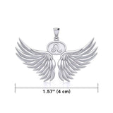 Guardian Angel Wings Silver Pendant with Leo Zodiac Sign TPD5519 - Jewelry
