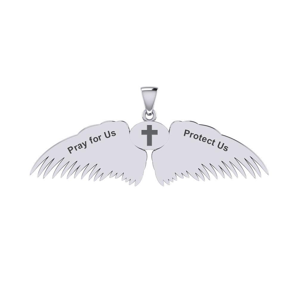 Guardian Angel Wings Silver Pendant with Libra Zodiac Sign TPD5521 - Jewelry