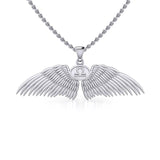 Guardian Angel Wings Silver Pendant with Libra Zodiac Sign TPD5521 - Jewelry