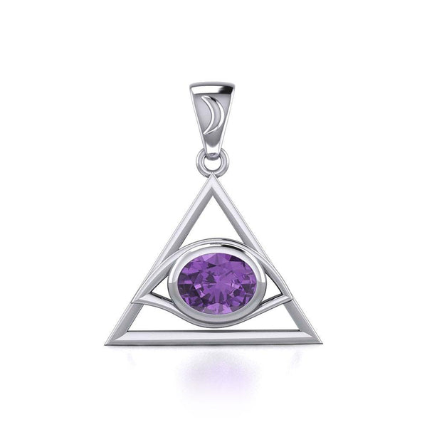 Eye of The Pyramid Silver Pendant with Gem TPD5610 Eye of The Pyramid Silver Pendant with Gem TPD5610