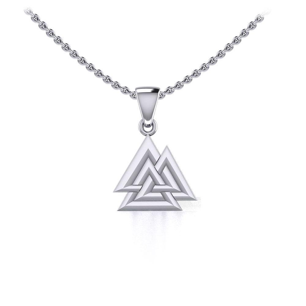 Viking Valknut Small Sterling Silver Pendant Jewelry TPD5614 - Jewelry