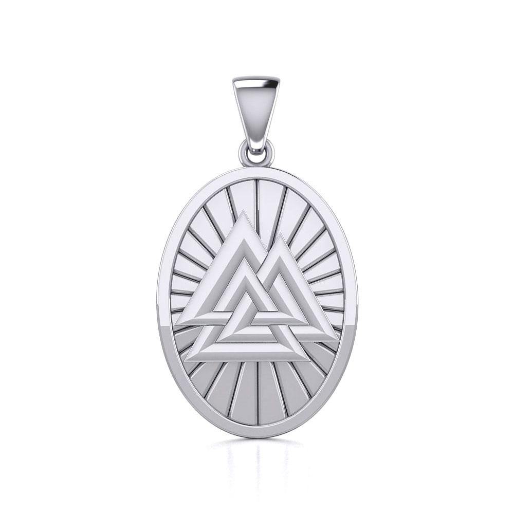 Sterling Silver Viking Valknut Oval Pendant Jewelry TPD5615 - Jewelry