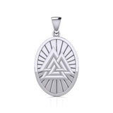 Sterling Silver Viking Valknut Oval Pendant Jewelry TPD5615