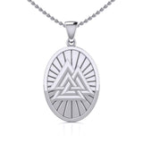 Sterling Silver Viking Valknut Oval Pendant Jewelry TPD5615 - Jewelry