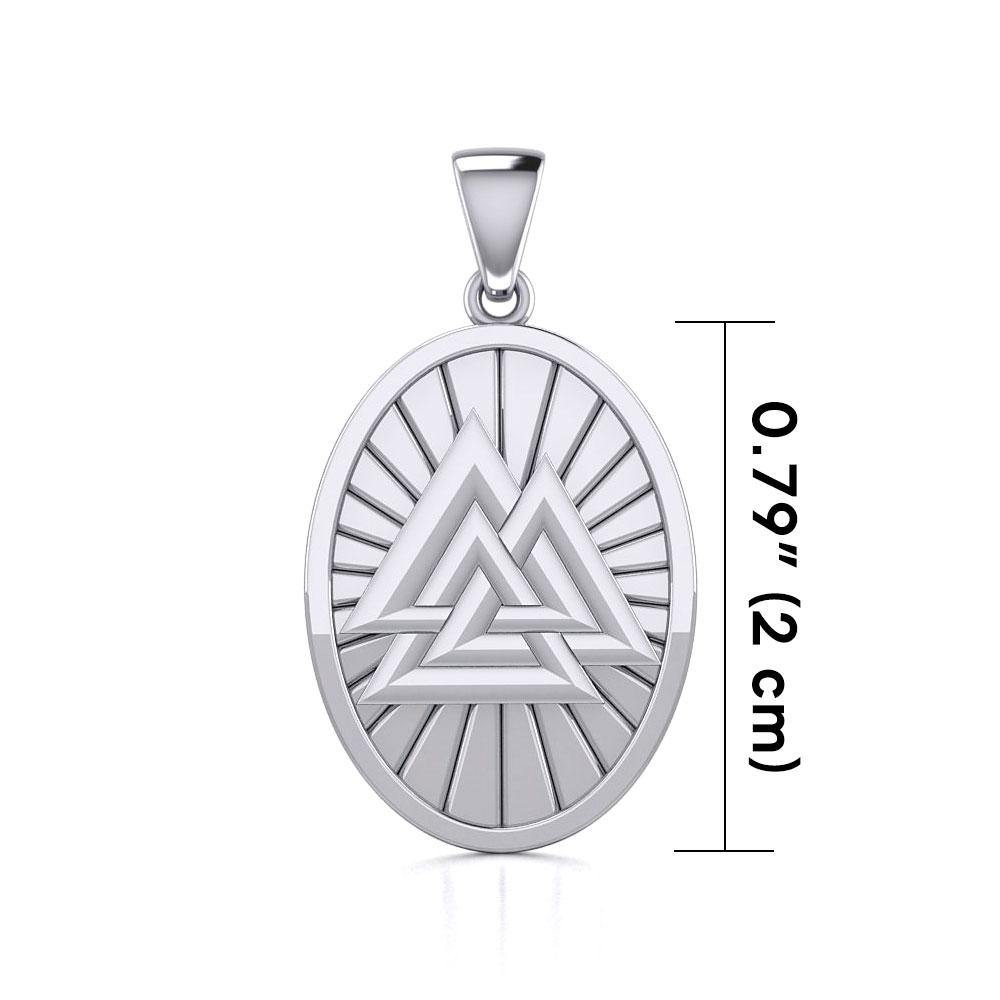 Sterling Silver Viking Valknut Oval Pendant Jewelry TPD5615 - Jewelry