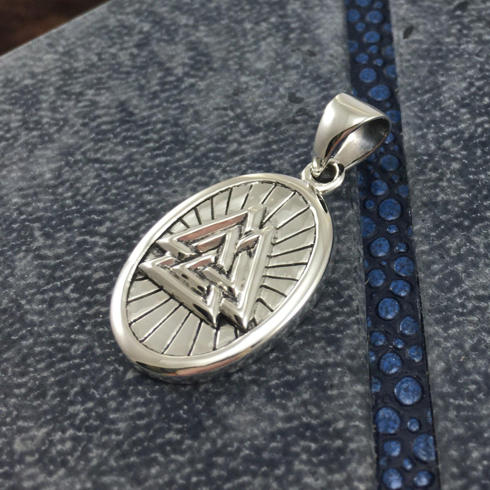 Sterling Silver Viking Valknut Oval Pendant Jewelry TPD5615 - Jewelry
