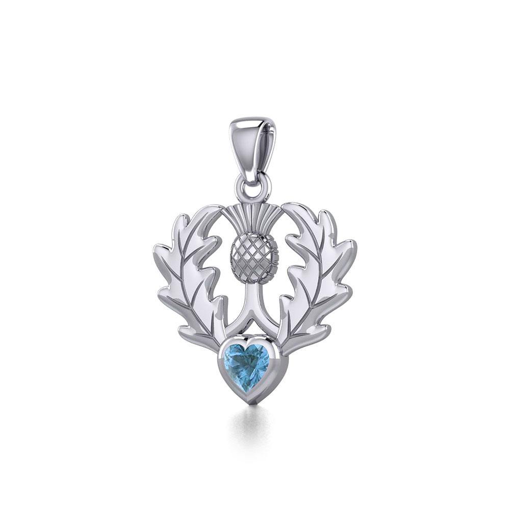 Thistle Silver Pendant with Heart Gemstone TPD5637 - Jewelry