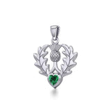 Thistle Silver Pendant with Heart Gemstone TPD5637 - Jewelry