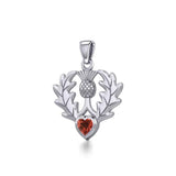 Thistle Silver Pendant with Heart Gemstone TPD5637 - Jewelry