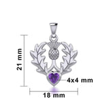 Thistle Silver Pendant with Heart Gemstone TPD5637 - Jewelry