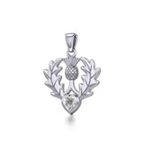 Thistle Silver Pendant with Heart Gemstone TPD5637 - Jewelry