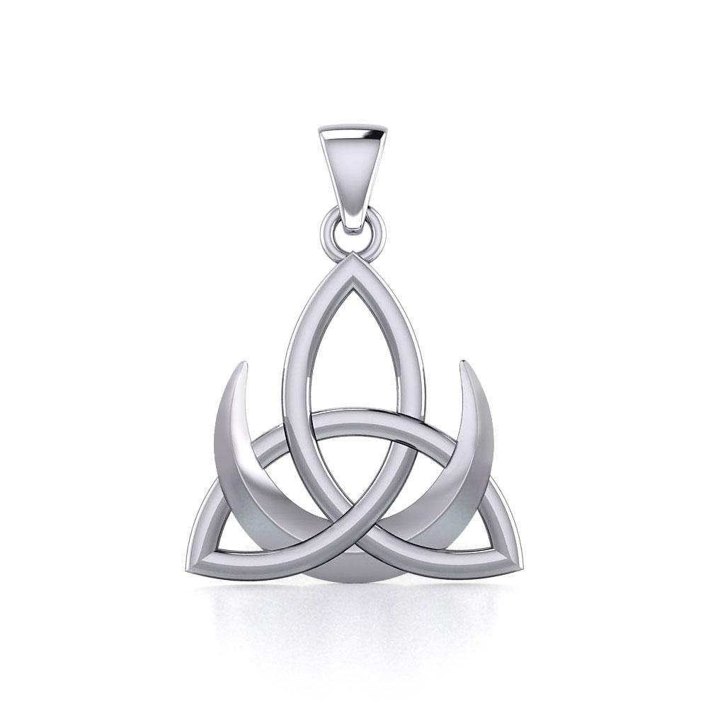 Crescent Moon with Celtic Trinity Silver Pendant TPD5667 - Jewelry