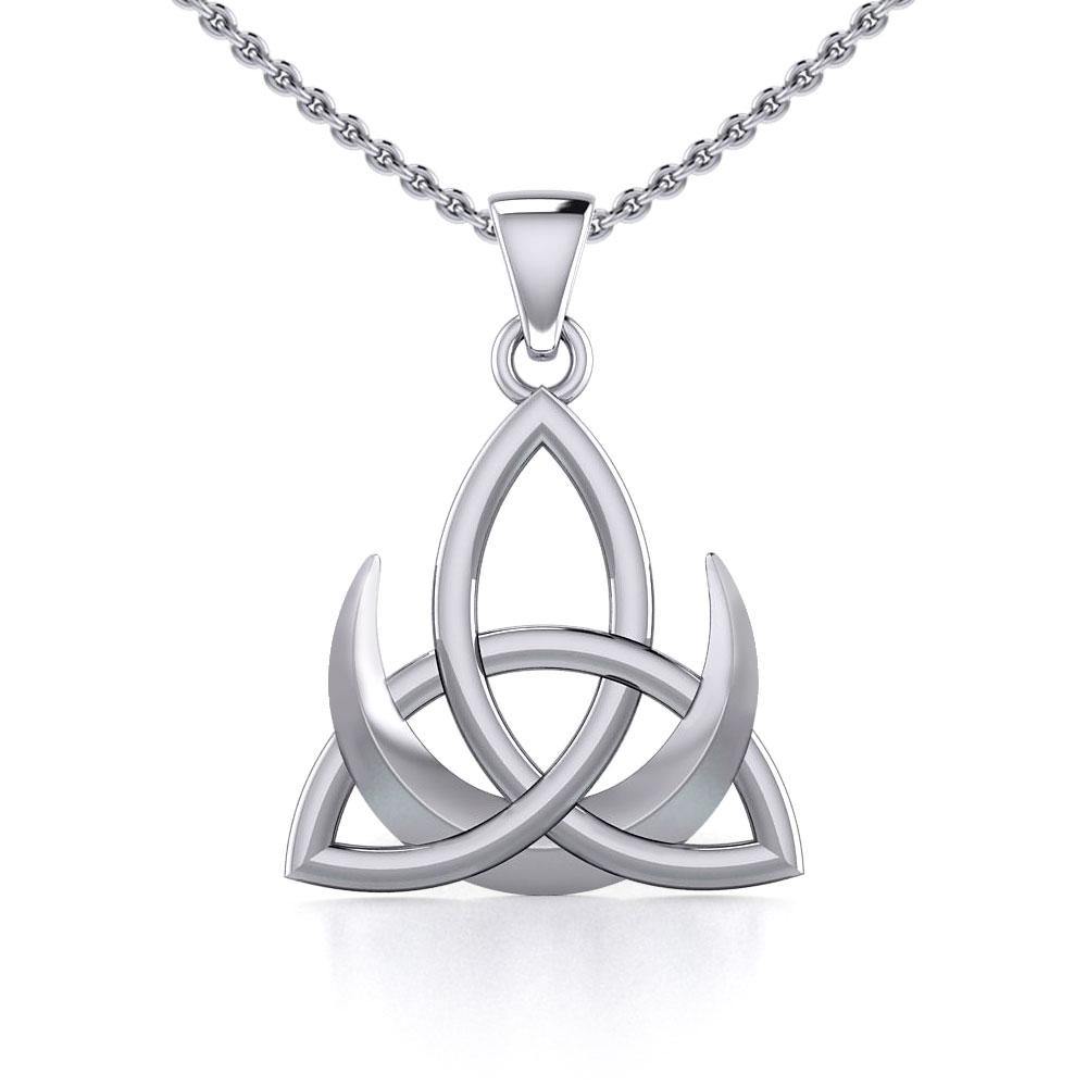 Crescent Moon with Celtic Trinity Silver Pendant TPD5667 - Jewelry