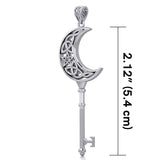 Crescent Moon Spiritual Enchantment Key Silver Pendant TPD5673 - Jewelry