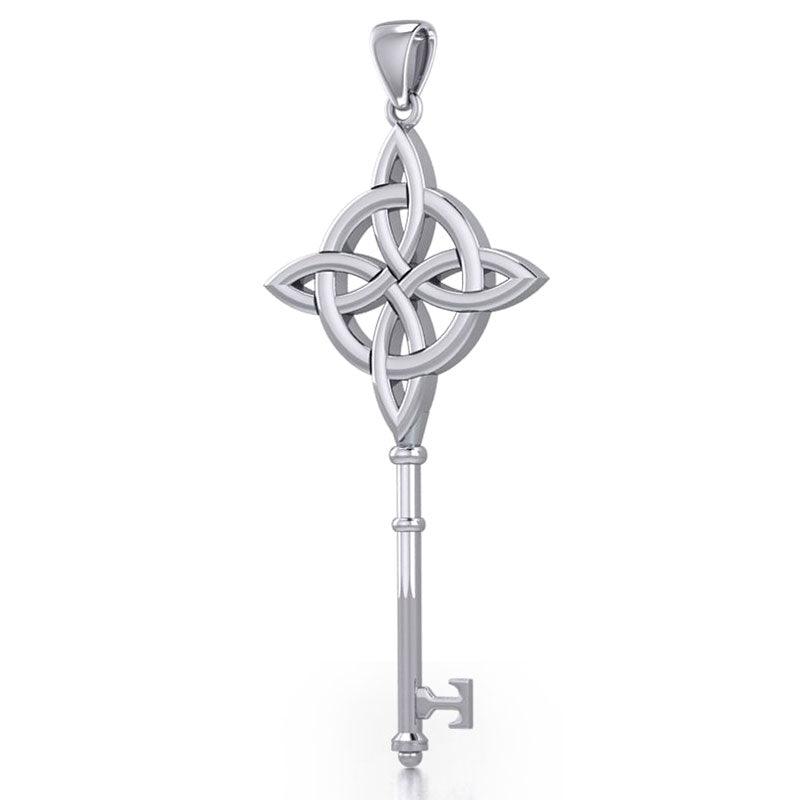 Celtic Four Point Knot Spiritual Enchantment Key Silver Pendant TPD5675 - Jewelry
