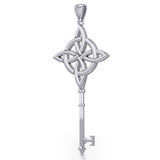 Celtic Four Point Knot Spiritual Enchantment Key Sterling Silver Pendant TPD5675