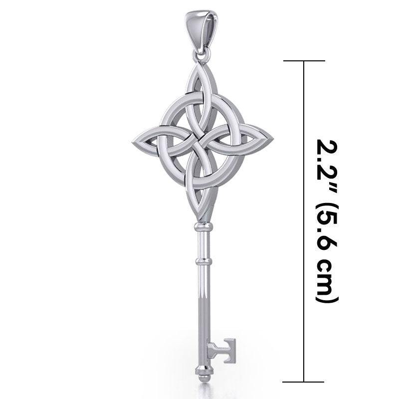 Celtic Four Point Knot Spiritual Enchantment Key Silver Pendant TPD5675 - Jewelry