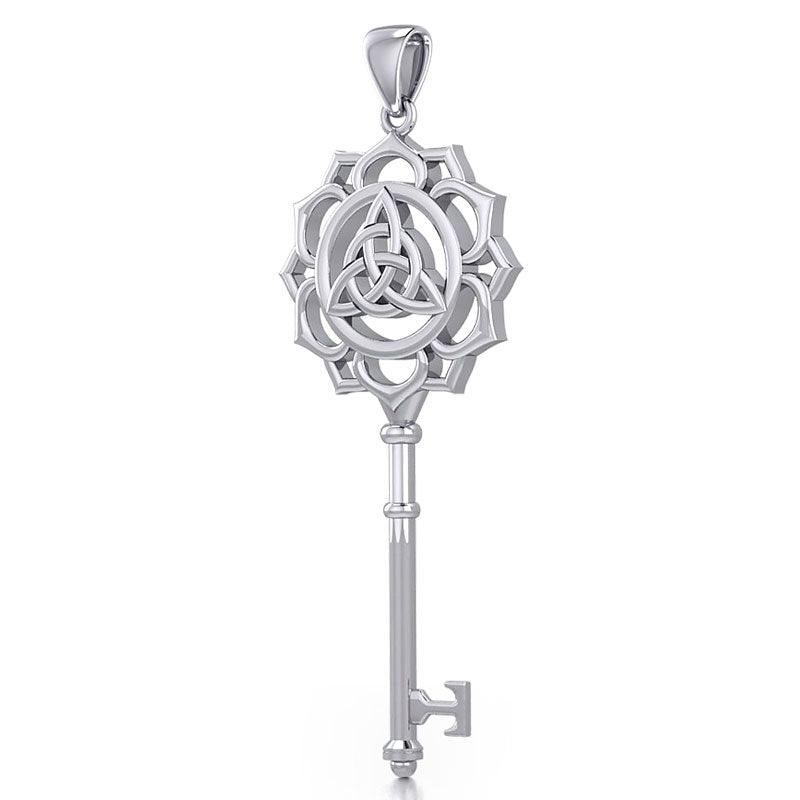 Celtic Triquetra Spiritual Enchantment Key Silver Pendant TPD5676 - Jewelry