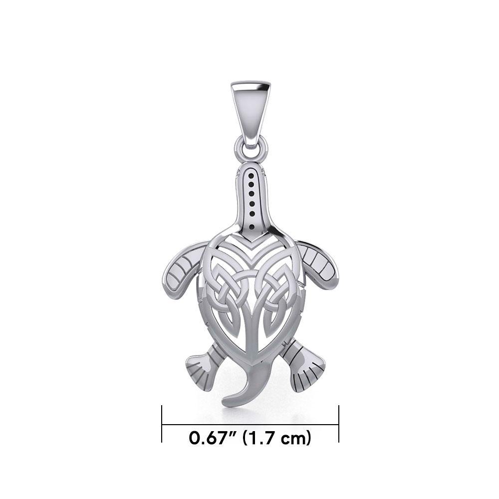 Celtic Sea Turtle Sterling Silver Pendant TPD5689 - Jewelry