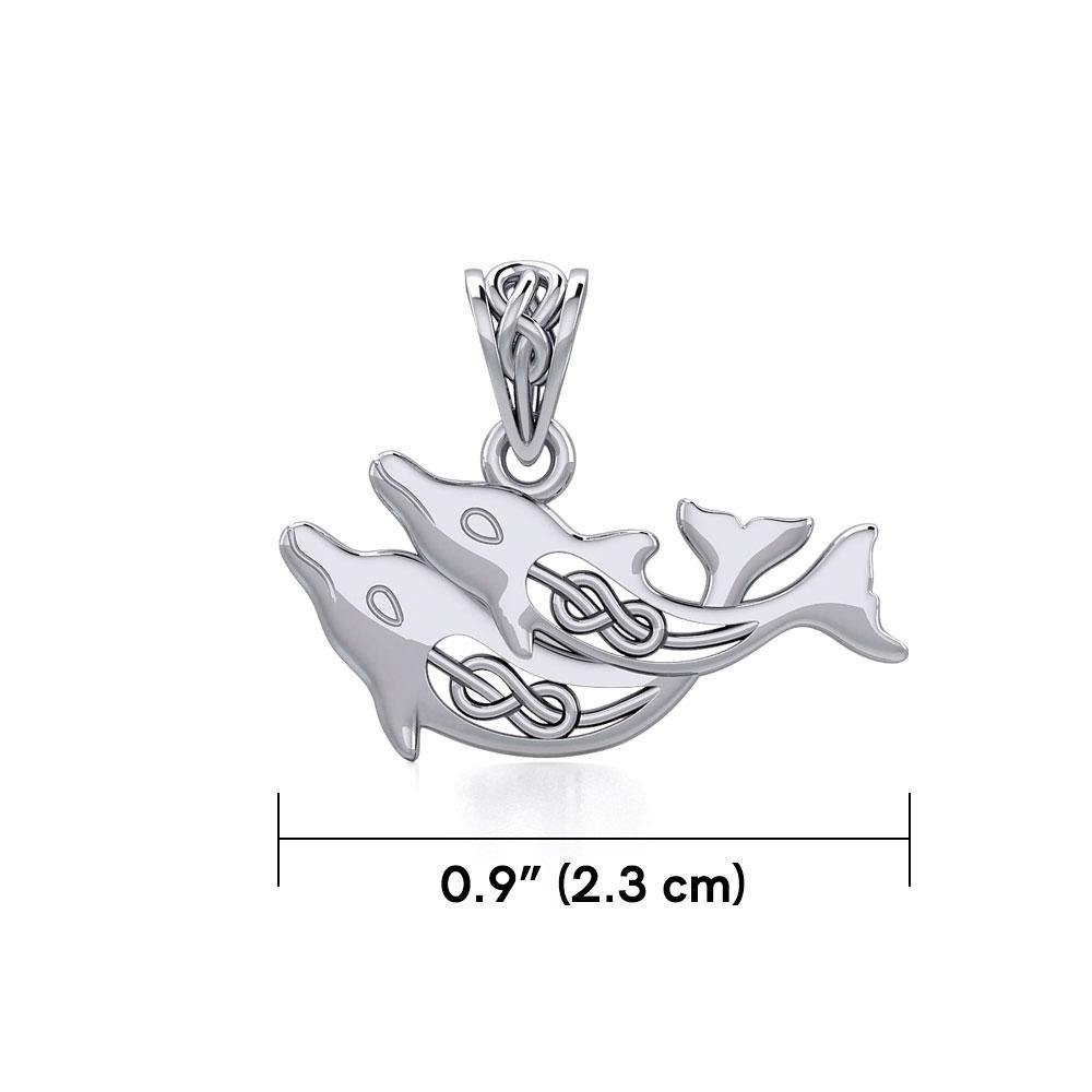 Celtic Joyful Dolphins Silver Pendant TPD5693 - Jewelry