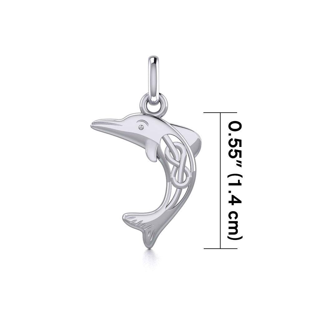 Small Celtic Joyful Dolphin Silver Pendant TPD5696 - Jewelry
