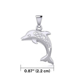 Large Celtic Joyful Dolphin Silver Pendant TPD5698 - Jewelry
