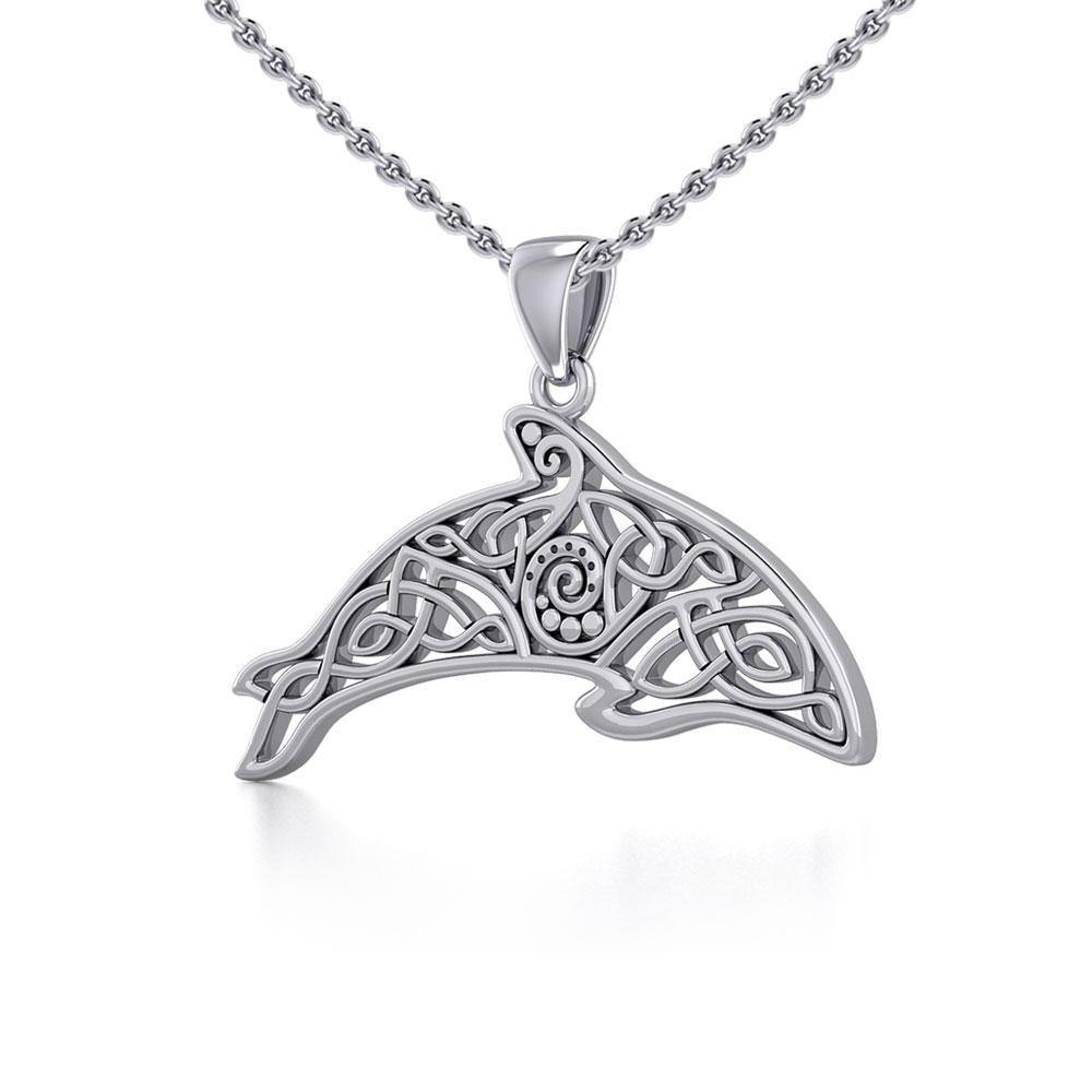 Celtic Filigree Dolphin Silver Pendant TPD5699 - Jewelry