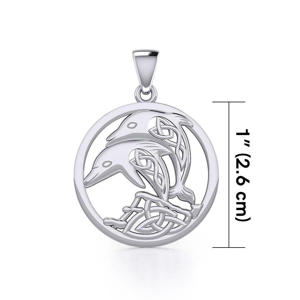 Celtic Jumping Dolphins Silver Pendant TPD5700 - Jewelry
