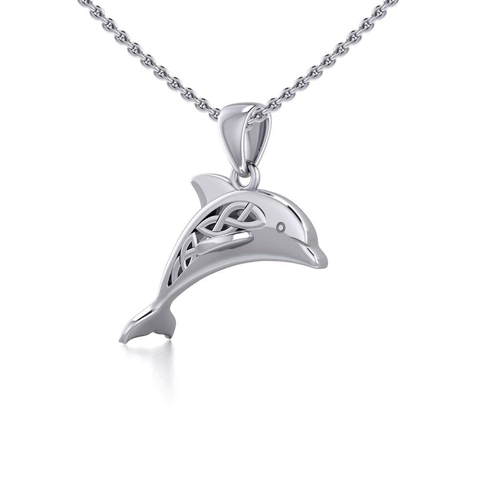 Celtic Jumping Dolphin Silver Pendant TPD5702 - Jewelry