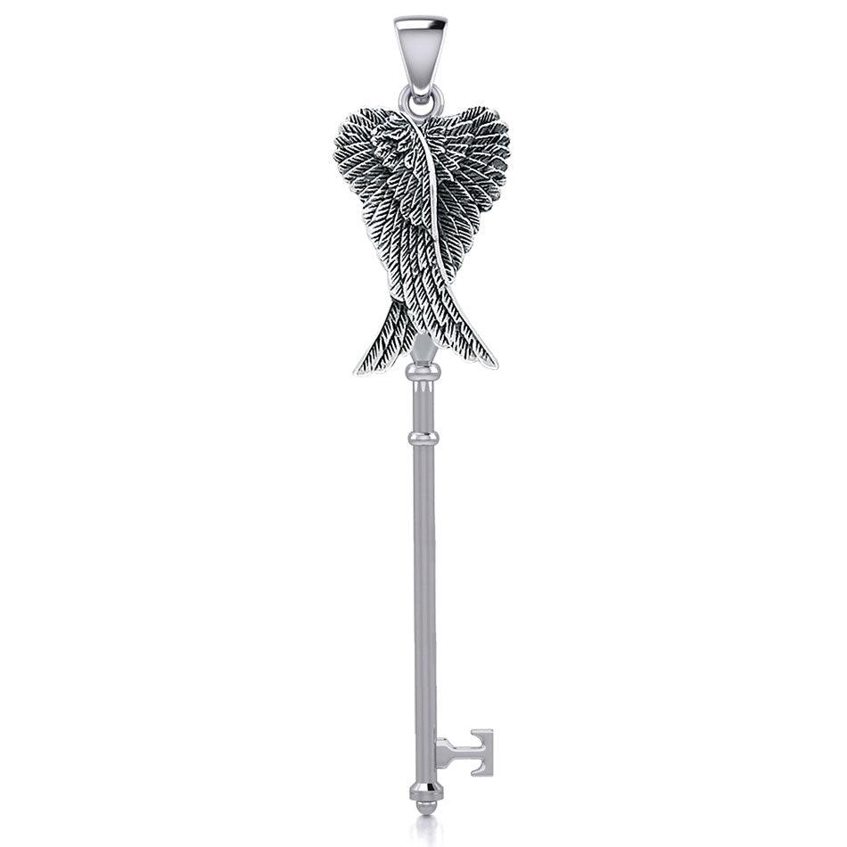 Angel Wings Spiritual Enchantment Key Silver Pendant TPD5710 - Jewelry