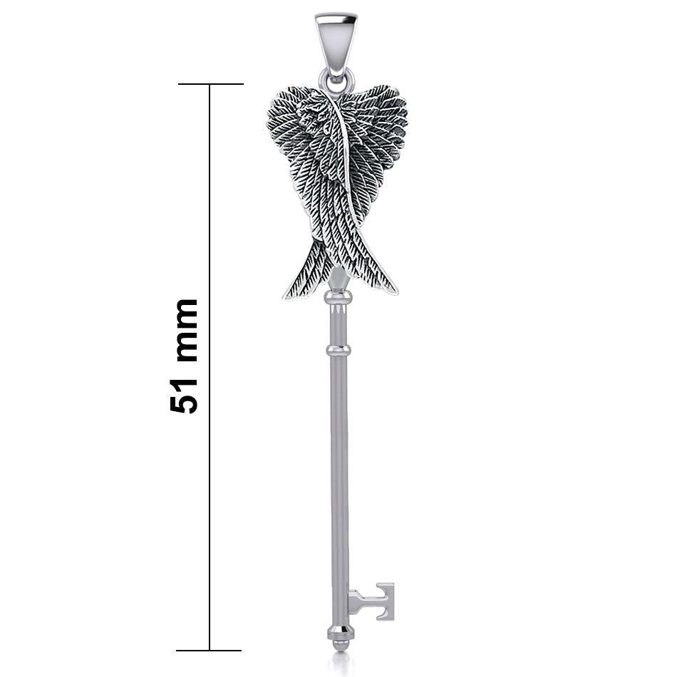 Angel Wings Spiritual Enchantment Key Silver Pendant TPD5710 - Jewelry