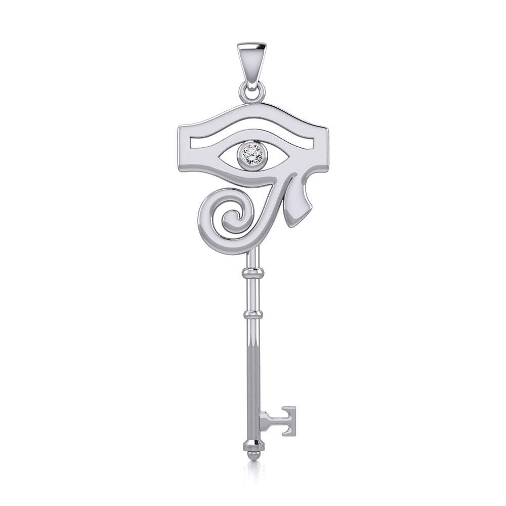 The Eye of Horus Spiritual Enchantment Key Silver Pendant with Gem TPD5711 - Jewelry